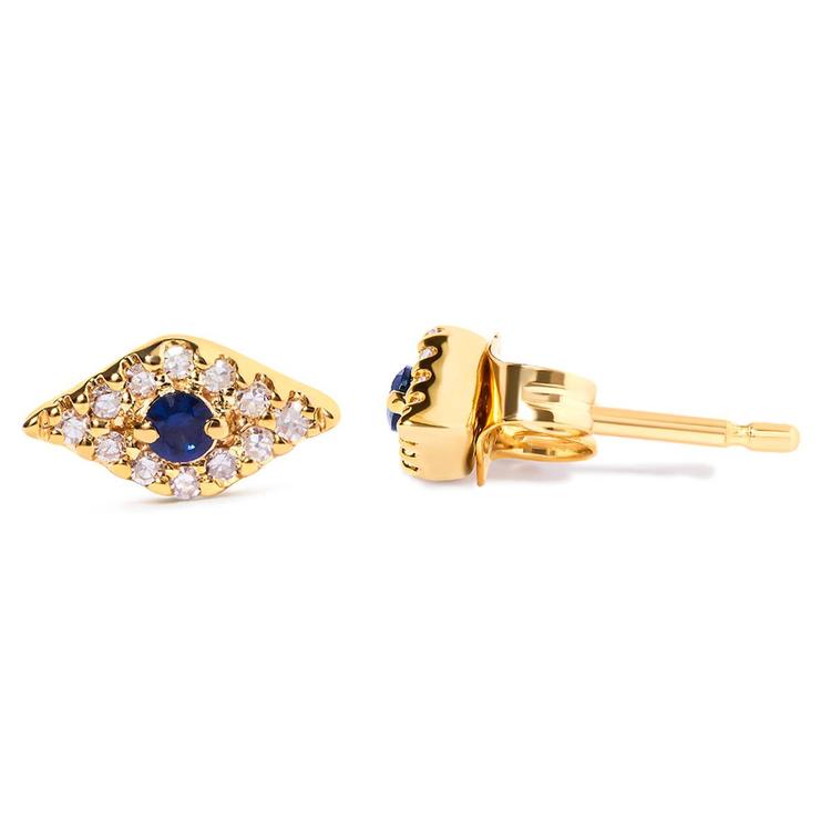 Haus of Brilliance 10kt. Gold Sapphire & Diamond Stud Earrings