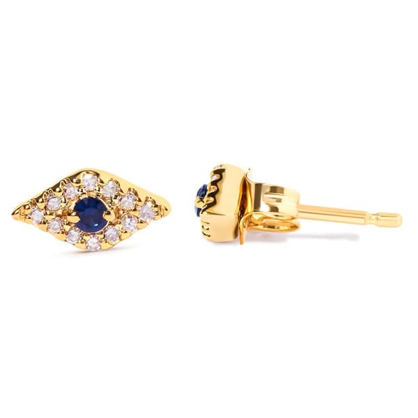 Haus of Brilliance 10kt. Gold Sapphire & Diamond Stud Earrings