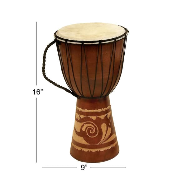 9th & Pike&#174; Brown Mahogany Large Drum Sculpture
