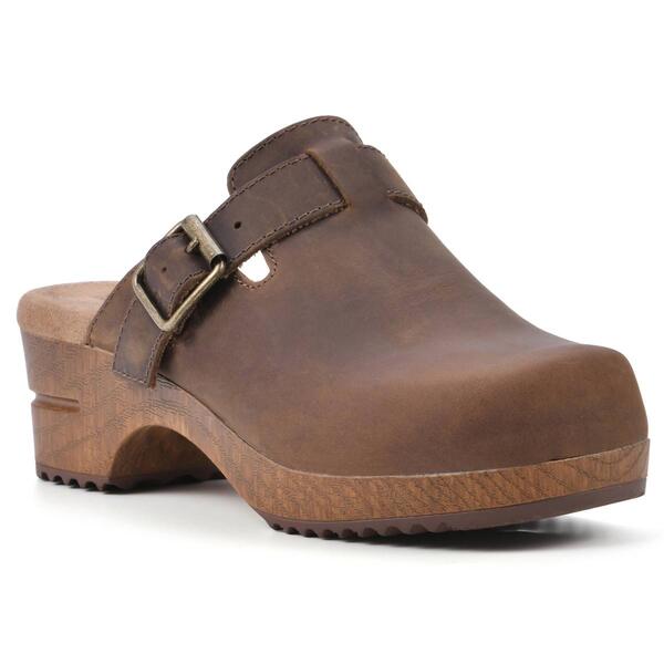Womens White Mountain Behold Leather Clogs - image 