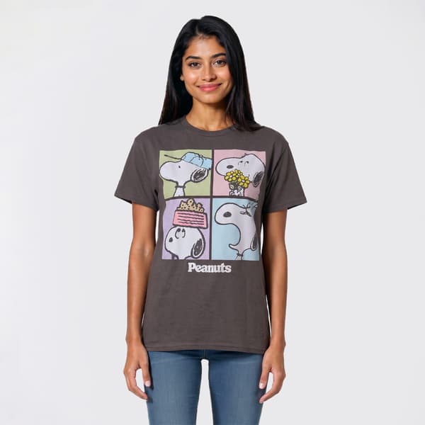 Juniors Snoopy Squares Boyfriend Tee - image 