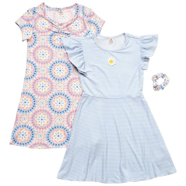 Girls (7-16) Sweet Butterfly(R) 2pk. Daisy Stripe/Medallion Dresses - image 