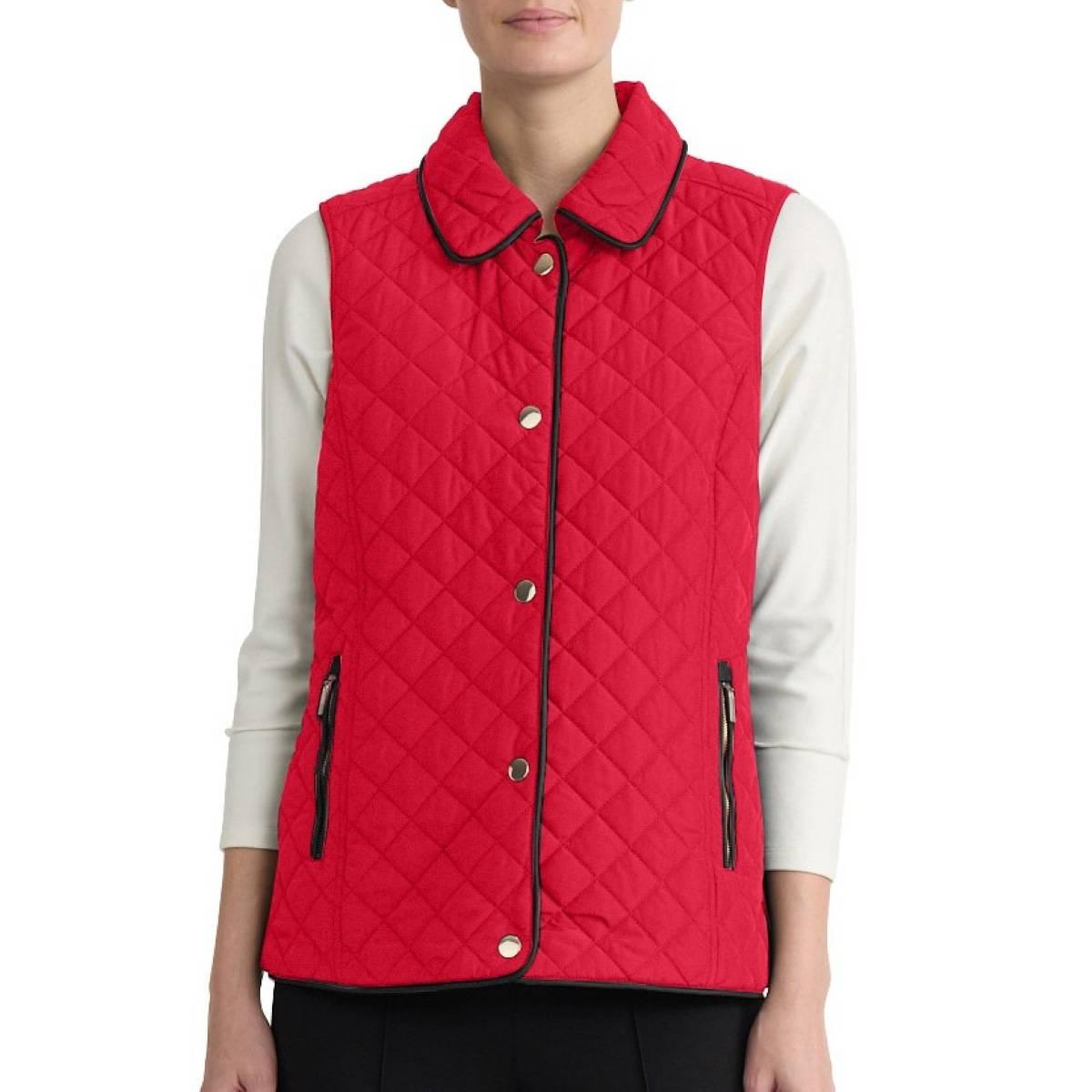 Womens Jones New York Snap Button Front Quilted Vest