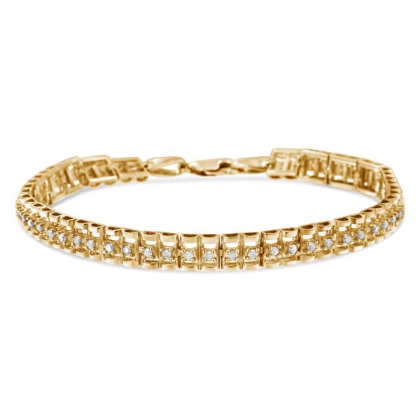 Haus of Brilliance Yellow Gold Diamond Link Tennis Bracelet