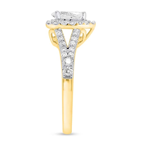 Nova Star® Lab Grown Pear Shape Diamond Halo Split Shank Ring