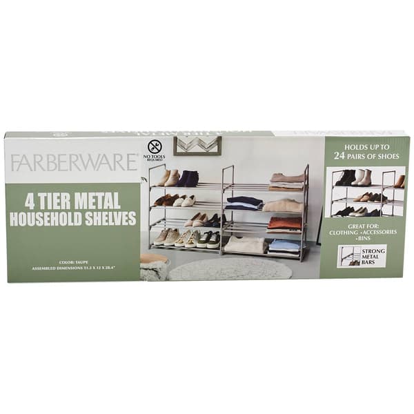 Farberware 4 Tier Metal Double Wide Shoe Rack