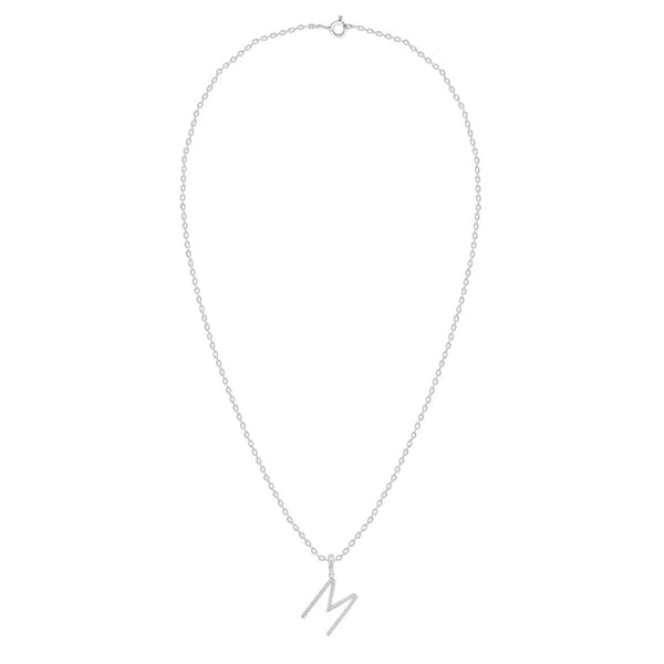 Nova Star® Sterling Silver Lab-Grown Diamond Initial M Pendant