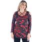 Plus Size 24/7 Comfort Apparel Red Paisley Cold Shoulder Tunic - image 1