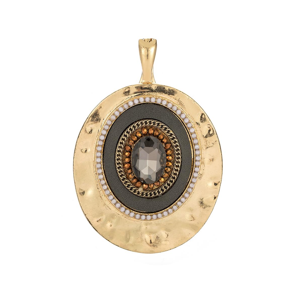 Wearable Art Brushed Gold-Tone Multi Circle Enhancer Pendant