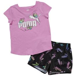 Girls &#40;7-16&#41; Puma Butterfly Tee & Logo Shorts Set