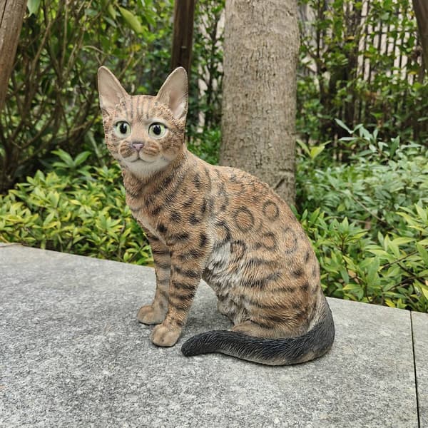 Hi-Line Gift Petite Brown Sitting Bengal Garden Statue