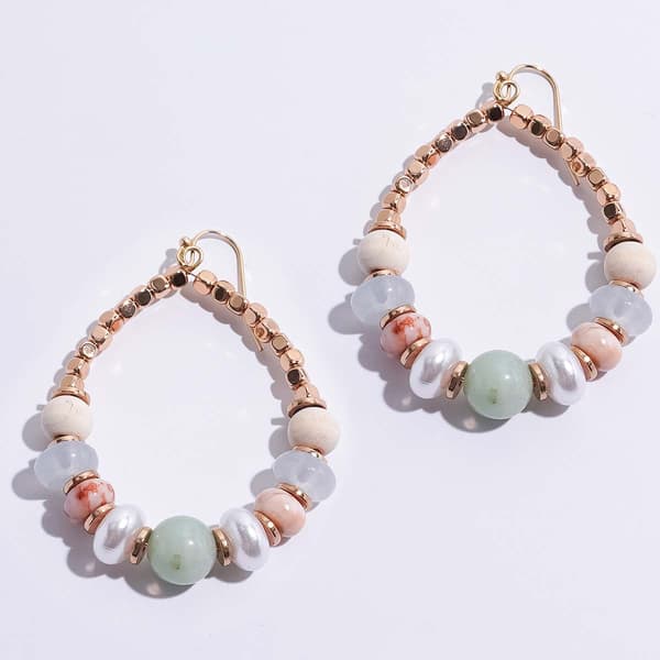 Ashley Cooper(tm) Shiny Gold-Tone Multi Bead Teardrop Earrings - image 