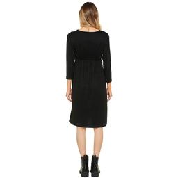 Womens Times Two Maternity 3/4 Sleeve Solid Wrap Dress