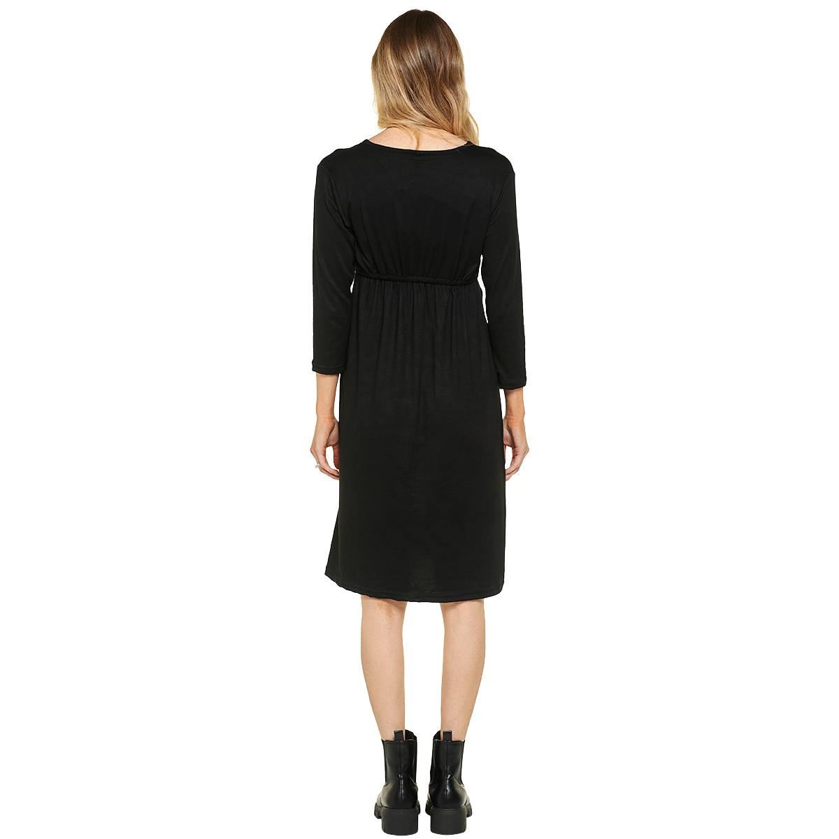 Womens Times Two Maternity 3/4 Sleeve Solid Wrap Dress