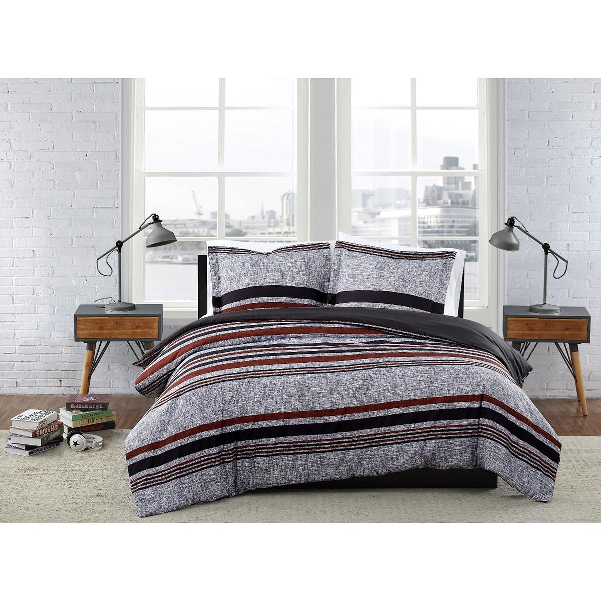 London Fog Warren Stripe Duvet Cover Set