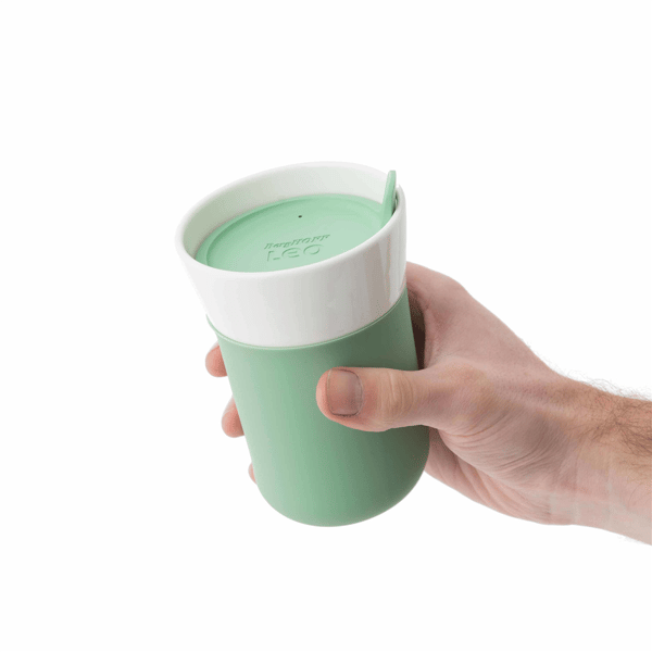 BergHOFF Leo 11.16oz. Porcelain Green Travel Mug - Set of 2