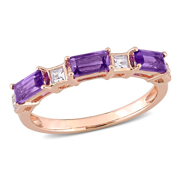 Gemstone Classics&#40;tm&#41; 10kt. Pink Gold & White Topaz Stackable Ring - image 