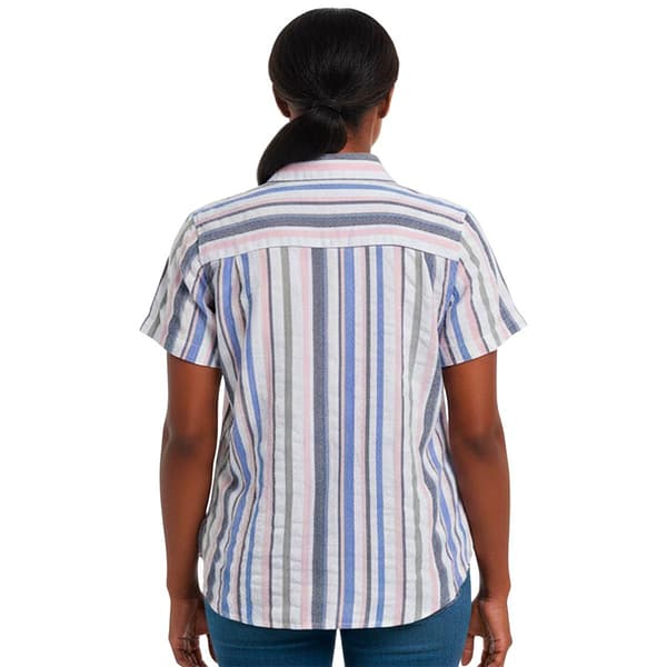 Petite Erika Yasmine Short Sleeve Stripe Pocket Button Down