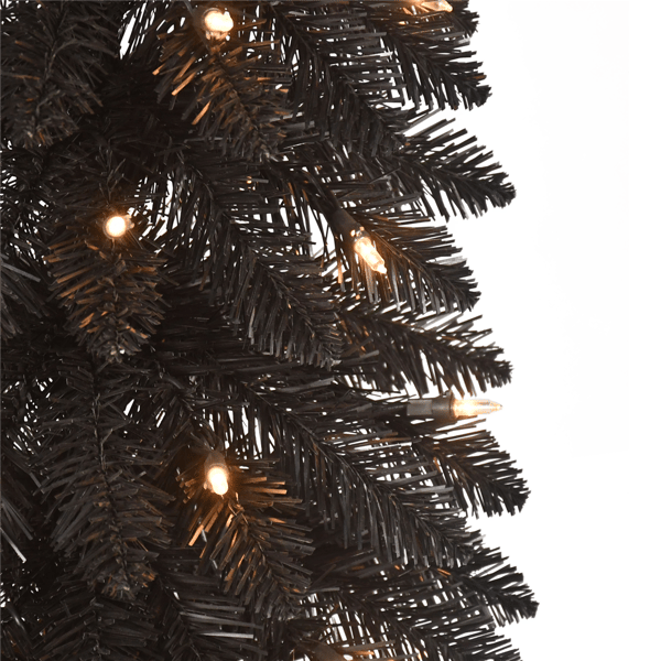 Puleo International Pre-Lit Black Alpine Pencil Christmas Tree