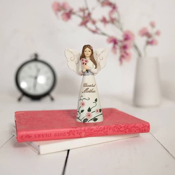 Pavilion Elements Mother Angel Holding Daisies Figurine