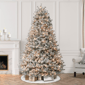 Puleo International 7.5ft. Pre-Lit Flocked Spruce Christmas Tree - image 2