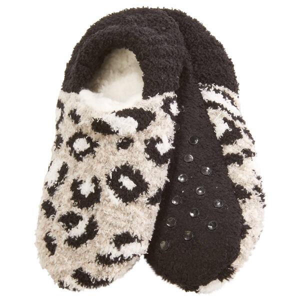 Womens Capelli New York Leopard Cozy Knit Pull On Slipper Socks - image 