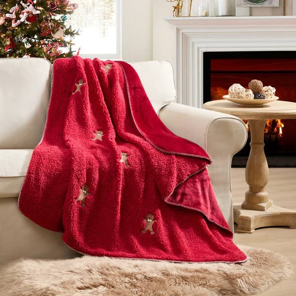 VCNY Home Gingerbread Holiday Sherpa Throw