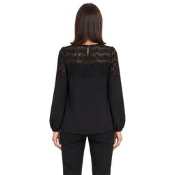 Womens Zac & Rachel Long Puff Sleeve Embroidered Blouse