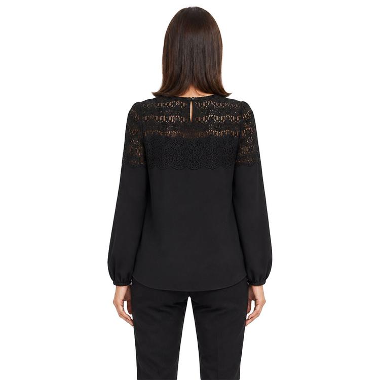 Womens Zac & Rachel Long Puff Sleeve Embroidered Blouse