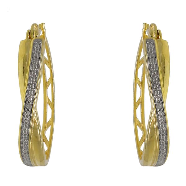 Gianni Argento Gold over Silver Twist Hoop Earrings - image 