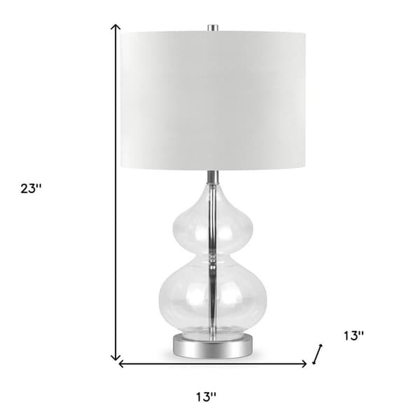 HomeRoots 23in. Clear Glass Gourd Table Lamp