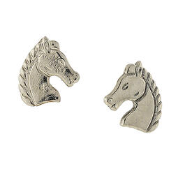 1928 Silver-Tone Horse Stud Earrings