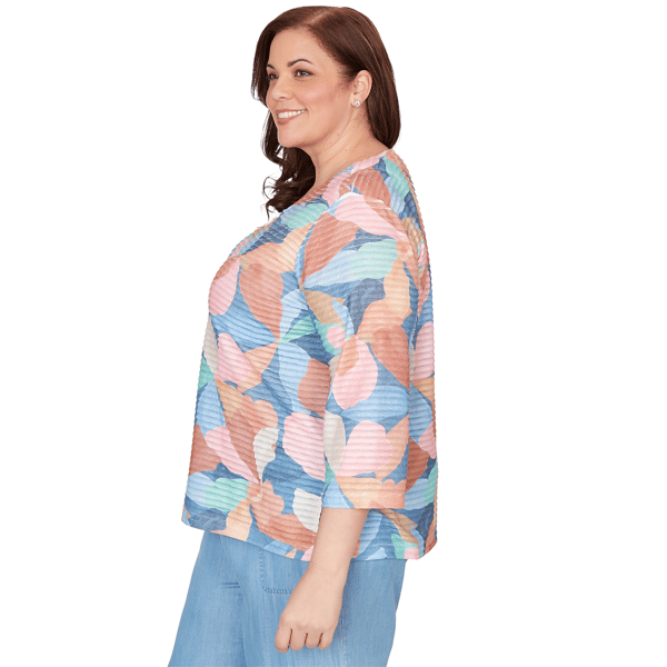 Plus Size Alfred Dunner Beachcomber Abstract Floral V Neck Tee