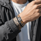 Mens Iron Saints Tiger Eye & Layered Curb Chain Bracelet - image 3