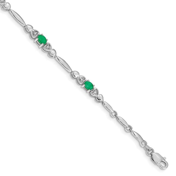 Gemstone Classics&#40;tm&#41; 14kt. Diamond & Emerald Link Bracelet - image 