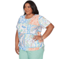 Plus Size Alfred Dunner Caribbean Blues Patchwork Paisley Blouse - image 3