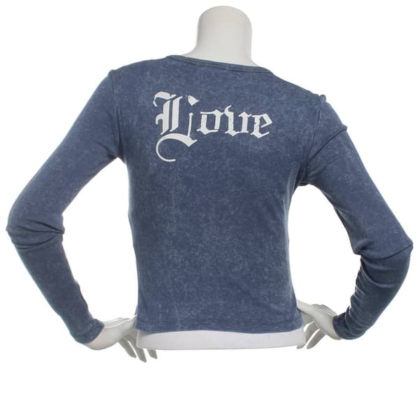 Juniors No Comment Metamorphosis Mineral Washed Long Sleeve Tee