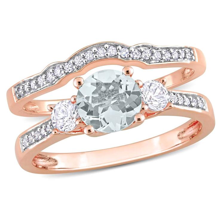 Gemstone Classics(tm) 10kt. Rose Gold 7/8ct. Aquamarine Ring