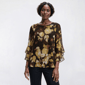 Womens Kasper 3/4 Ruffle Sleeve Lurex Leaf Blouse - image 1