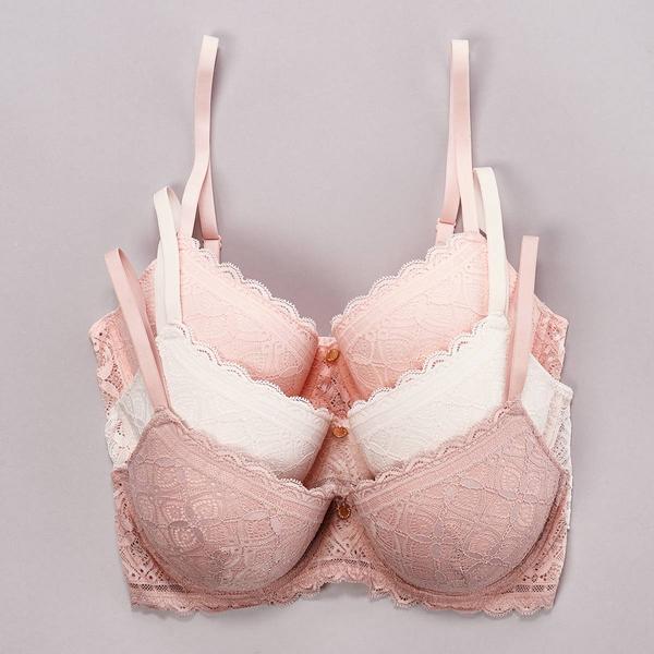 Womens Laura Ashley(R) 3pk. Ceo Lace Push Up Bras - LS6204-3PKH