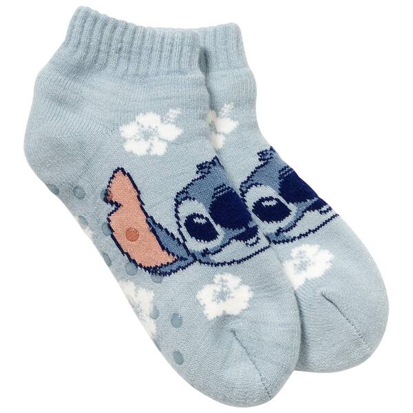 Womens Fuzzy Babba Short Ribbed Cuff Lilo & Stitch Slipper Socks - image 