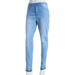 Womens Bleu Denim 5 Pocket Released Hem Skinny Jeans