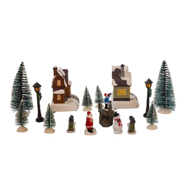 Kurt Adler 17pc. Battery-Operated Lit Christmas Village Set