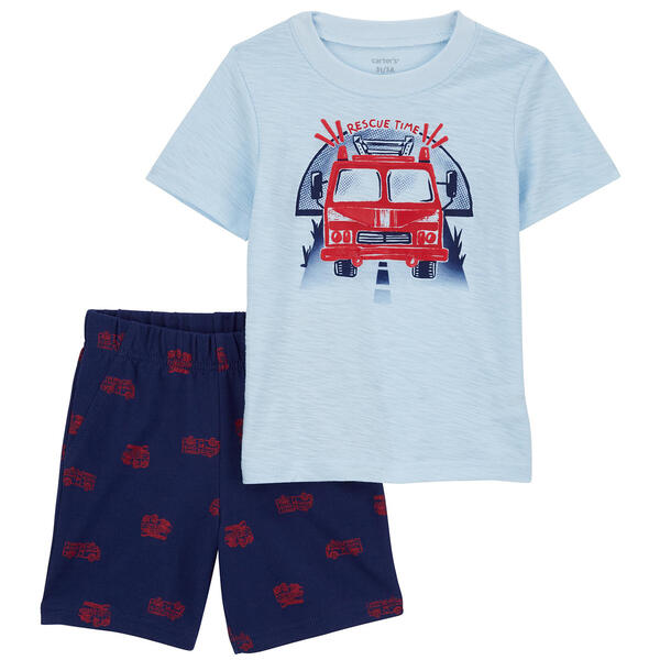 Toddler Boy Carters&#40;R&#41; Fire Truck Short Sleeve Tee & Shorts Set - image 
