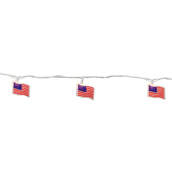 Northlight Seasonal 10ct. American Flag July 4th Light Set