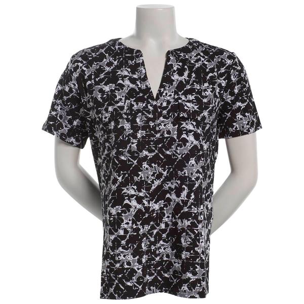 Plus Size Hasting & Smith Short Sleeve Tie Dye Split Neck Tee