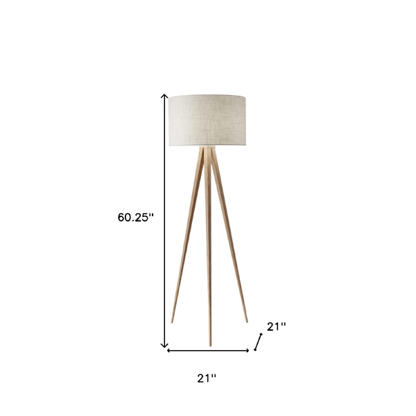 HomeRoots 60in. Natural Tripod Floor Lamp With Drum Shade