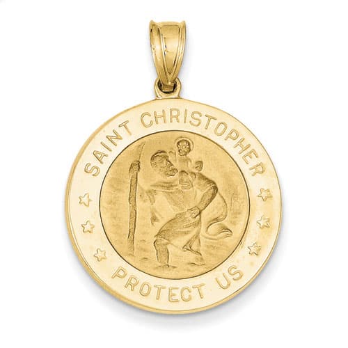 Unisex Gold Classics&#40;tm&#41; 14kt. Saint Christopher Medal Pendant - image 