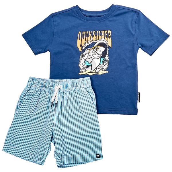Toddler Boy Quiksilver Shark Graphic Tee & Stripe Shorts Set - image 