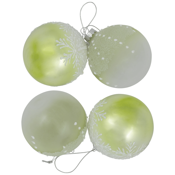 Northlight 4ct. Snowflakes Shiny Glass Ball Christmas Ornaments